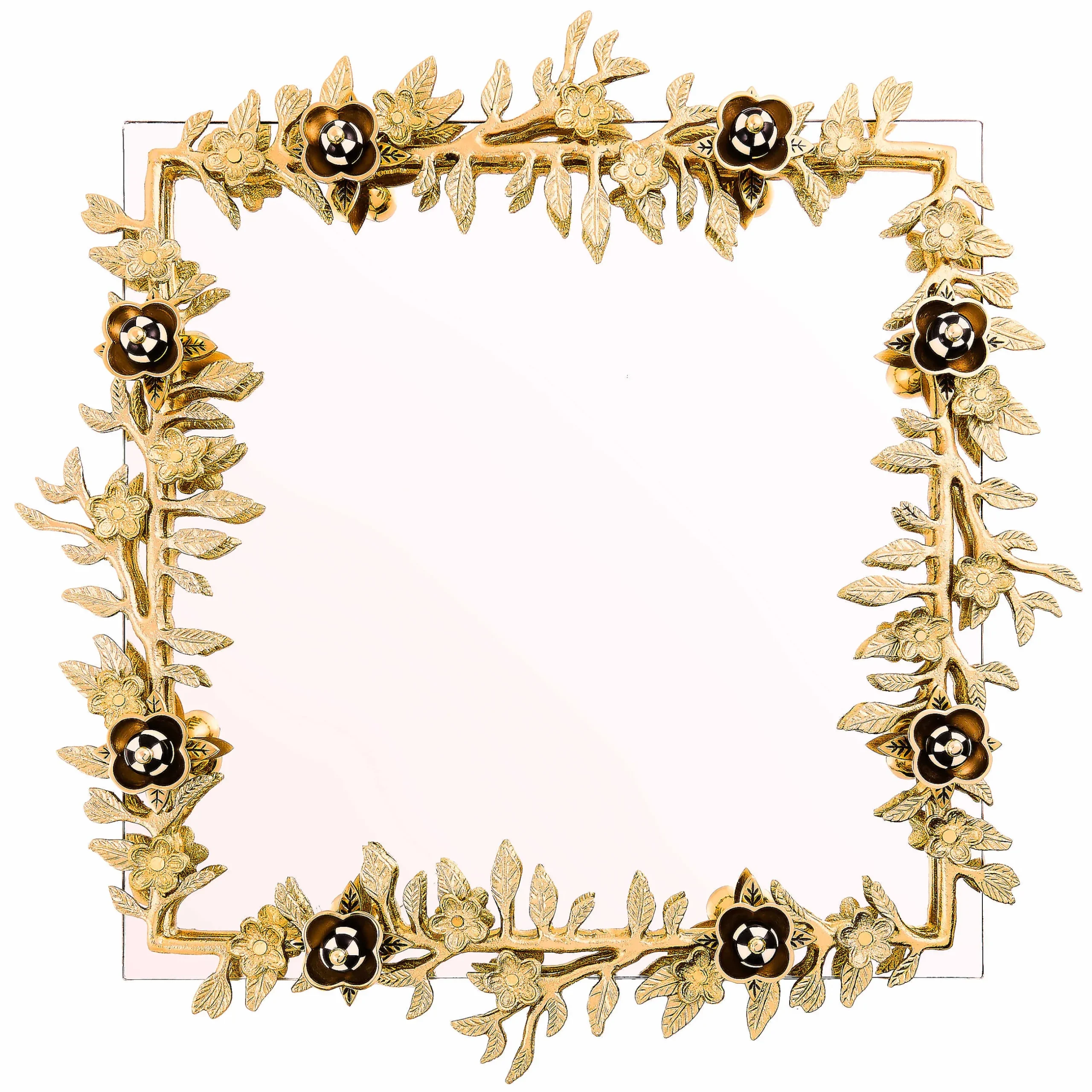 Room Accents|MacKenzie-Childs Petal Square Gold Wall Mirror