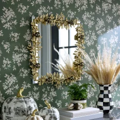 Room Accents|MacKenzie-Childs Petal Square Gold Wall Mirror