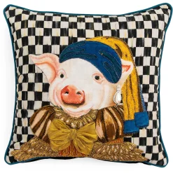 Pillows, Throws, & Cushions|MacKenzie-Childs Pig With Pearl Earring Throw Pillow
