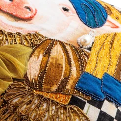 Pillows, Throws, & Cushions|MacKenzie-Childs Pig With Pearl Earring Throw Pillow