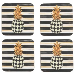 Table Accessories|Kitchen & Table Linens|MacKenzie-Childs Pineapple Cork Back Coasters, Set of 4
