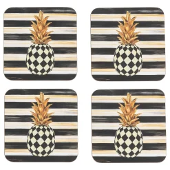 Table Accessories|Kitchen & Table Linens|MacKenzie-Childs Pineapple Cork Back Coasters, Set of 4
