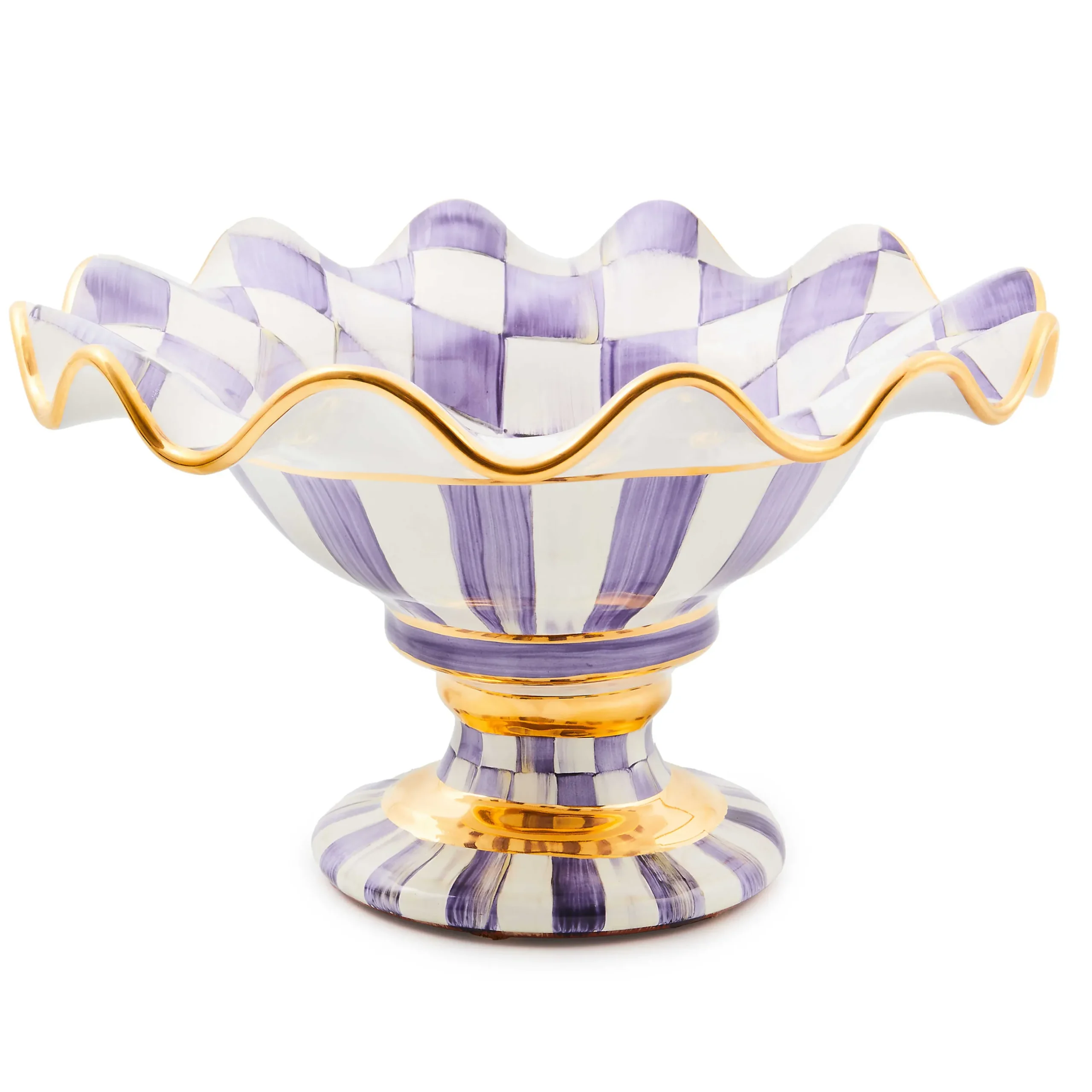 Fall Entertaining|Serveware|MacKenzie-Childs Plum Check Ceramic Compote