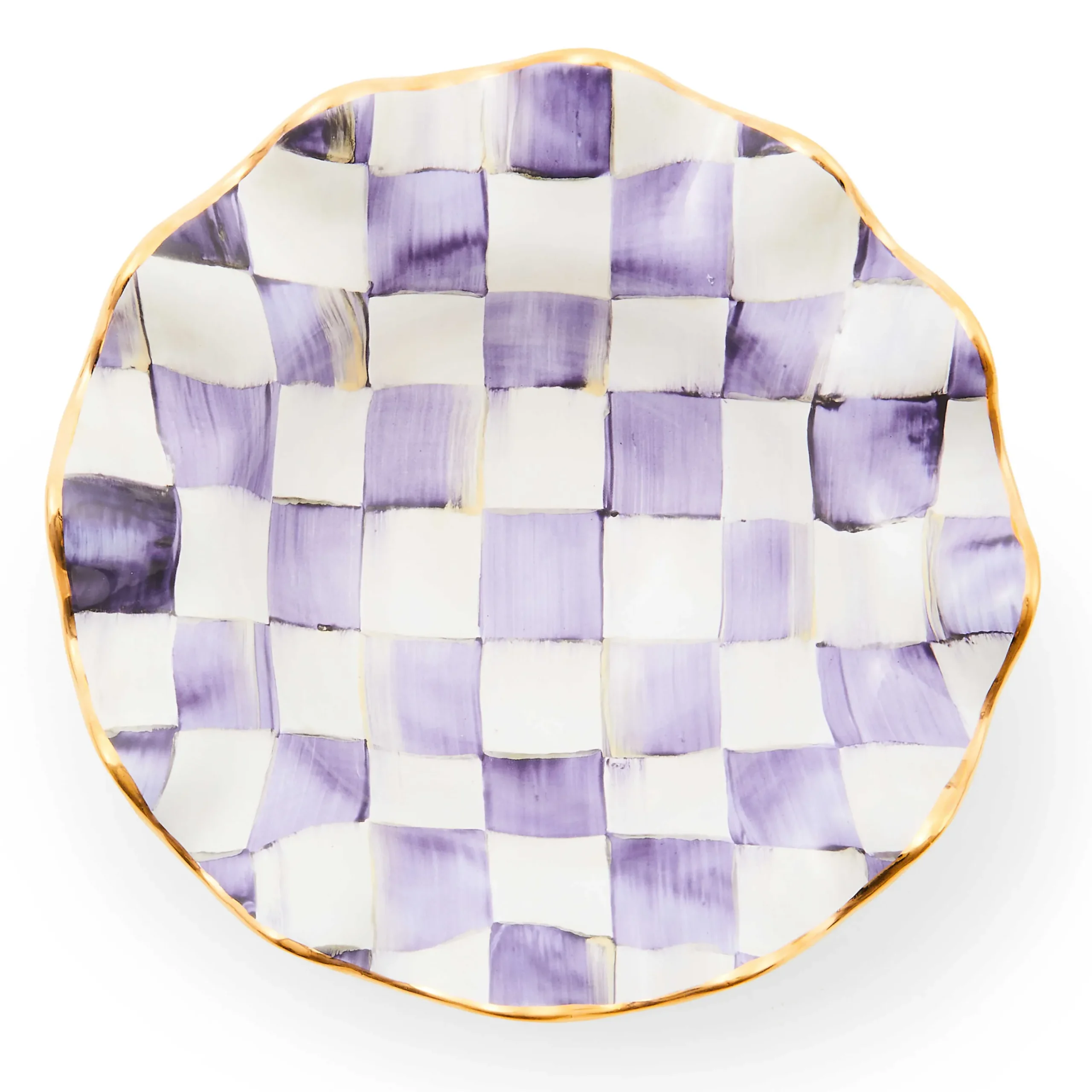 Dinnerware & Flatware|MacKenzie-Childs Plum Check Ceramic Fluted Breakfast Bowl