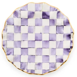 Fall Entertaining|Dinnerware & Flatware|MacKenzie-Childs Plum Check Ceramic Fluted Dinner Plate