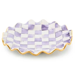 Fall Entertaining|Dinnerware & Flatware|MacKenzie-Childs Plum Check Ceramic Fluted Dinner Plate