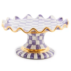 Fall Entertaining|Serveware|MacKenzie-Childs Plum Check Ceramic Fluted Cake Stand
