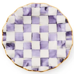 Fall Entertaining|Dinnerware & Flatware|MacKenzie-Childs Plum Check Ceramic Fluted Dessert Plate