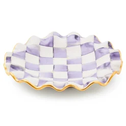 Fall Entertaining|Dinnerware & Flatware|MacKenzie-Childs Plum Check Ceramic Fluted Dessert Plate