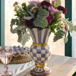 Room Accents|Fall Entertaining|MacKenzie-Childs Plum Check Ceramic Great Vase