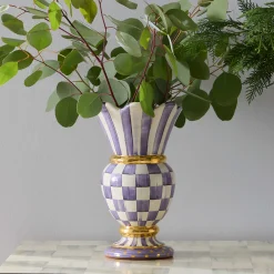 Room Accents|Fall Entertaining|MacKenzie-Childs Plum Check Ceramic Great Vase