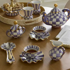 The Coffee Shop|Fall Entertaining|MacKenzie-Childs Plum Check Ceramic Saucer