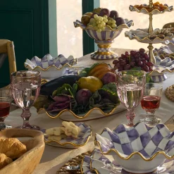 Fall Entertaining|Serveware|MacKenzie-Childs Plum Check Ceramic Serving Platter