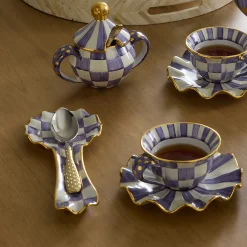 Kitchen Utensils & Tools|MacKenzie-Childs Plum Check Ceramic Spoon Rest