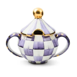 The Coffee Shop|Fall Entertaining|MacKenzie-Childs Plum Check Ceramic Sugar Bowl with Lid