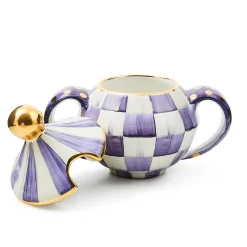 The Coffee Shop|Fall Entertaining|MacKenzie-Childs Plum Check Ceramic Sugar Bowl with Lid