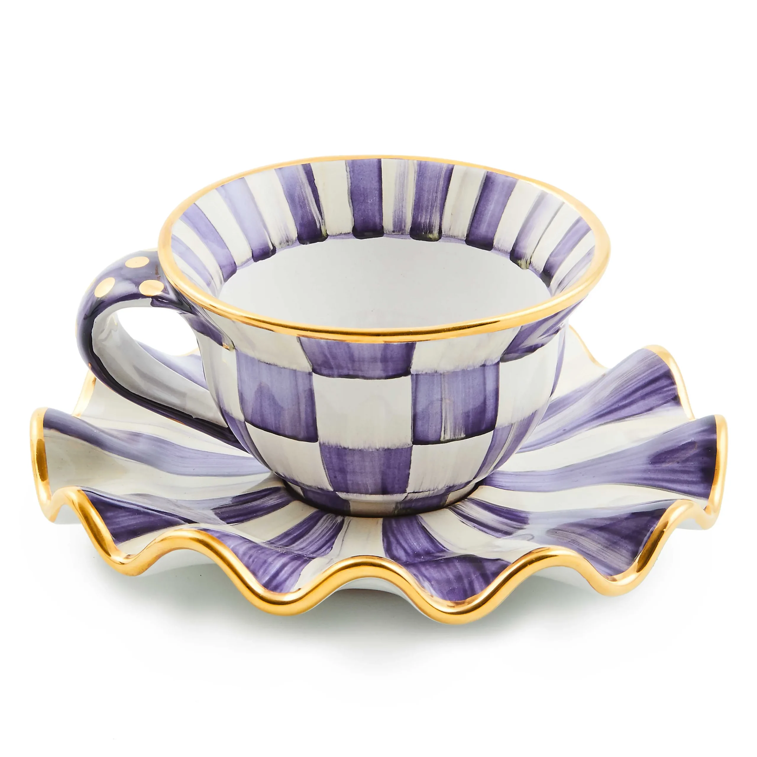 The Coffee Shop|Fall Entertaining|MacKenzie-Childs Plum Check Ceramic Teacup