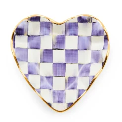 Room Accents|Serveware|MacKenzie-Childs Plum Check Fluted Ceramic Heart Plate