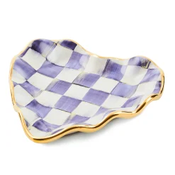 Room Accents|Serveware|MacKenzie-Childs Plum Check Fluted Ceramic Heart Plate