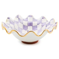 Fall Entertaining|Serveware|MacKenzie-Childs Plum Check Medium Ceramic Fluted Serving Bowl