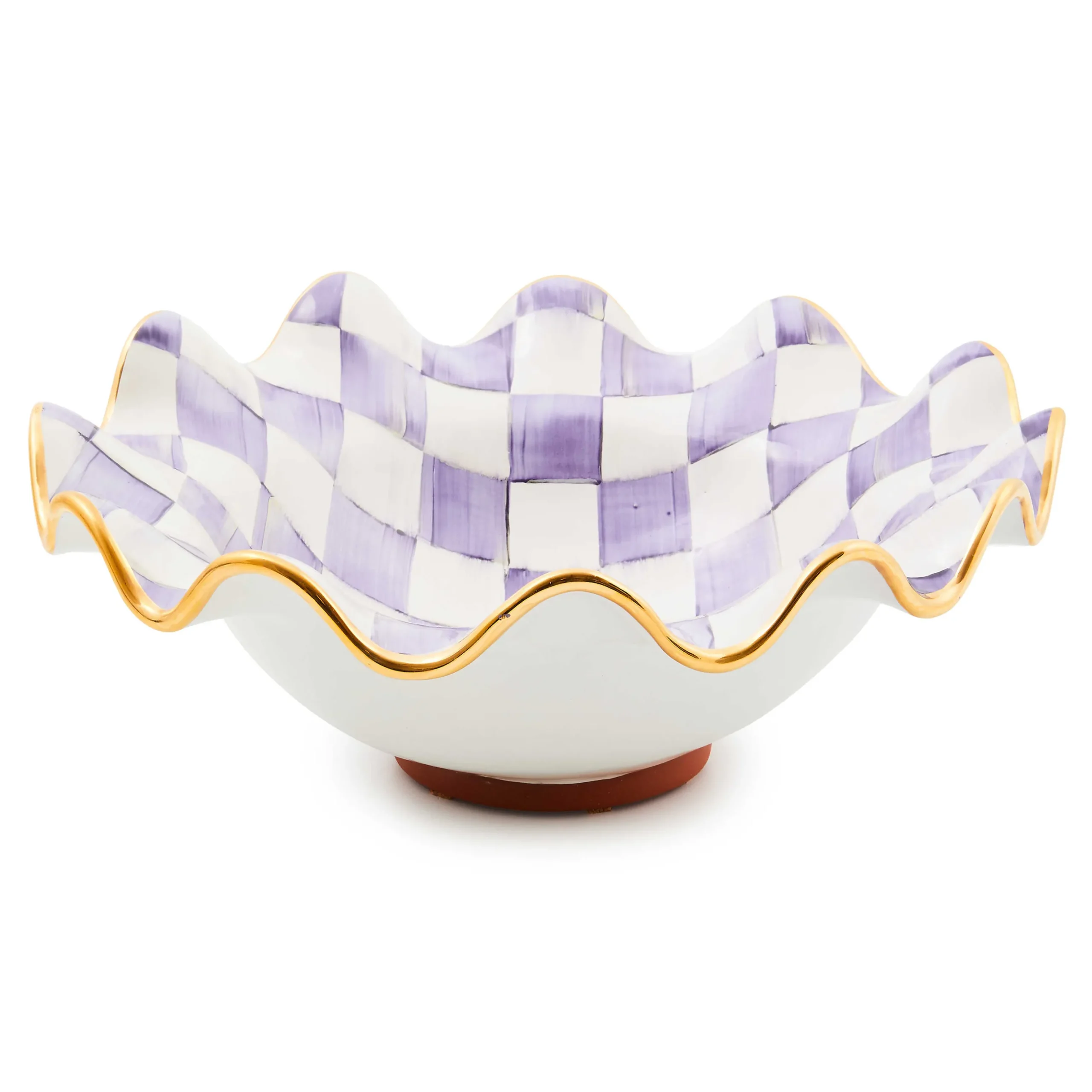 Fall Entertaining|Serveware|MacKenzie-Childs Plum Check Medium Ceramic Fluted Serving Bowl