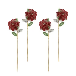 Holiday|Greenery & Florals|MacKenzie-Childs Poinsettia Beaded Stems, Set of 4
