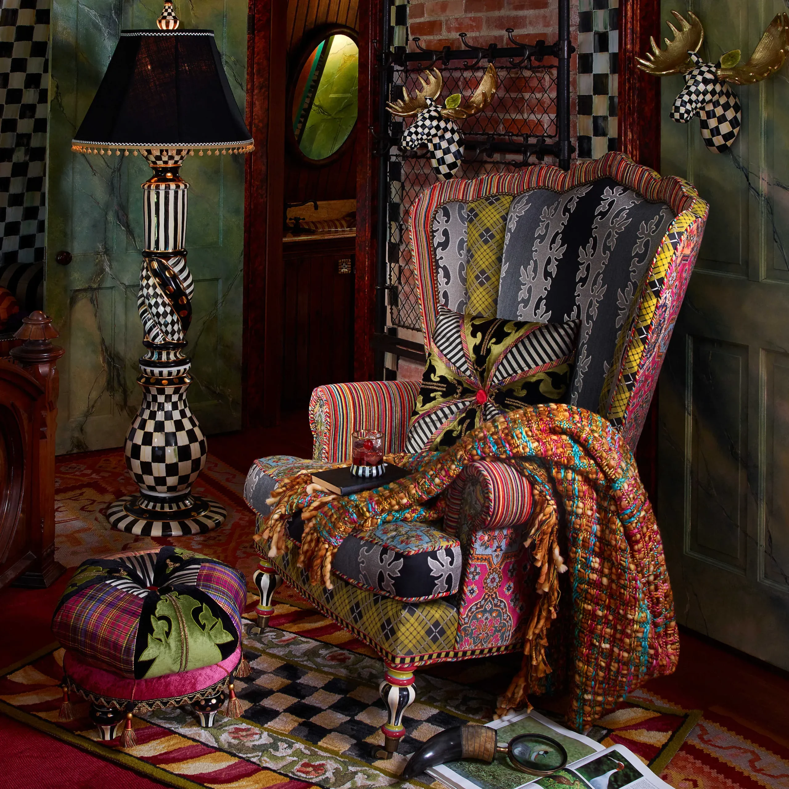 Living Room|MacKenzie-Childs Portobello Road Footstool