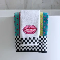 Bath & Bath Accessories|MacKenzie-Childs Pucker Up Check Hand Towel