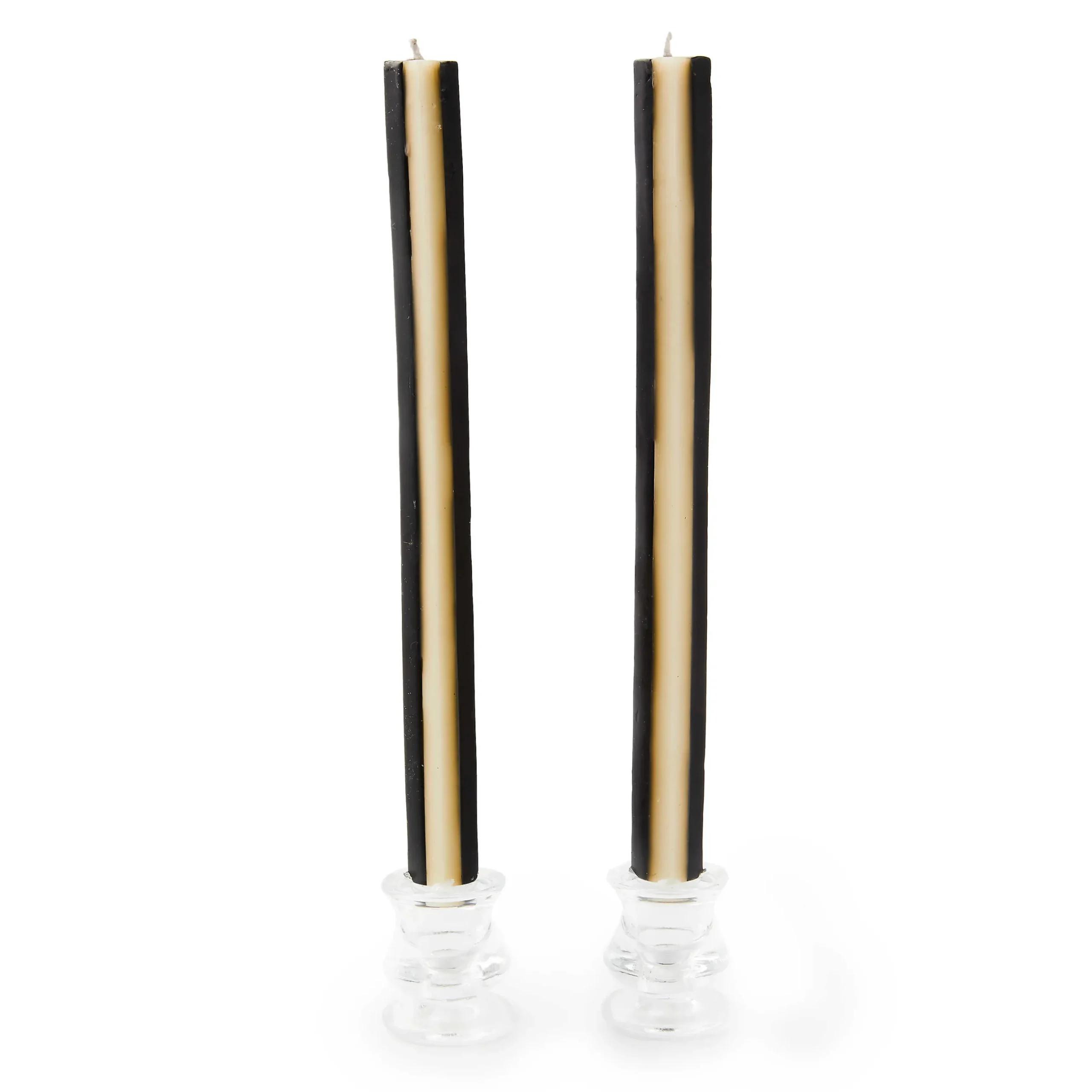Candles & Fragrances|Table Accessories|MacKenzie-Childs Quatro Black Ivory Dinner Candles, Set of 2