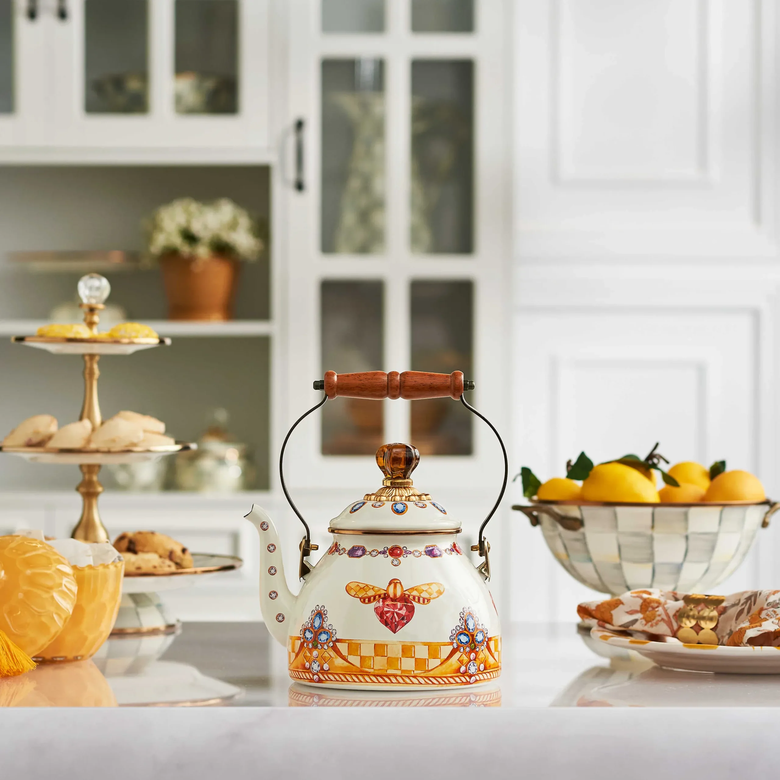 Fall Entertaining|Tea Kettles|MacKenzie-Childs Queen Bee 2 Quart Tea Kettle