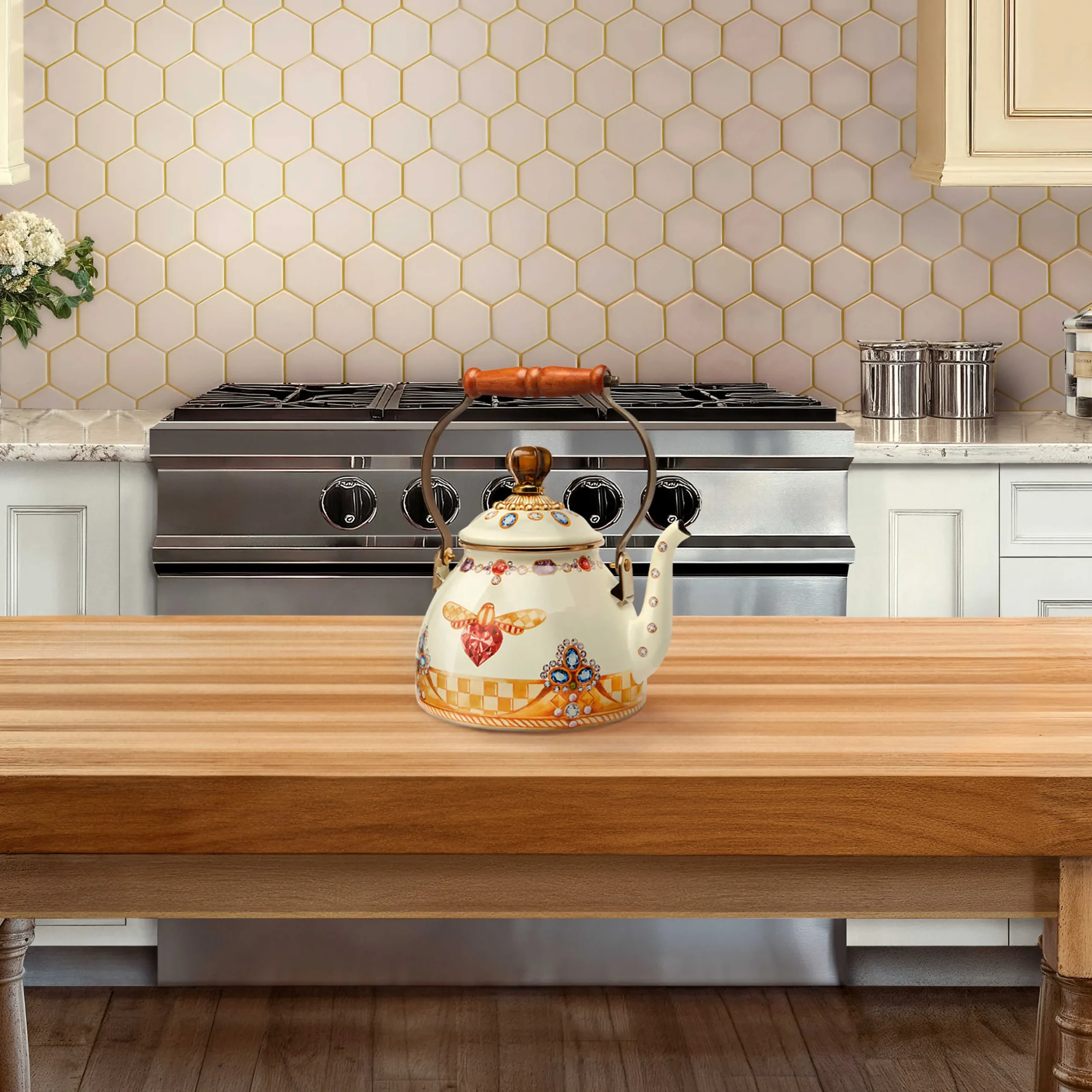 Fall Entertaining|Tea Kettles|MacKenzie-Childs Queen Bee 2 Quart Tea Kettle