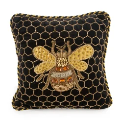 Pillows, Throws, & Cushions|MacKenzie-Childs Queen Bee Black Throw Pillow