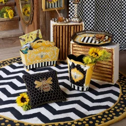Pillows, Throws, & Cushions|MacKenzie-Childs Queen Bee Black Throw Pillow