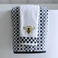 Bath & Bath Accessories|MacKenzie-Childs Queen Bee Check Hand Towel