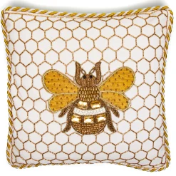 Spring|Pillows, Throws, & Cushions|MacKenzie-Childs Queen Bee Ivory Throw Pillow