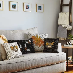 Spring|Pillows, Throws, & Cushions|MacKenzie-Childs Queen Bee Ivory Throw Pillow