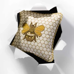 Spring|Pillows, Throws, & Cushions|MacKenzie-Childs Queen Bee Ivory Throw Pillow