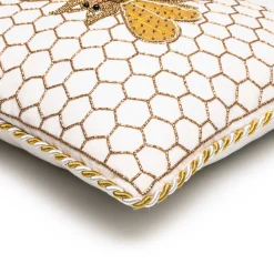 Spring|Pillows, Throws, & Cushions|MacKenzie-Childs Queen Bee Ivory Throw Pillow