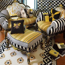 Living Room|MacKenzie-Childs Queen Bee Ottoman