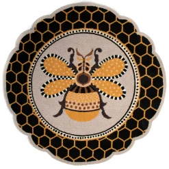 Rugs|MacKenzie-Childs Queen Bee Rug 4' Round Rug