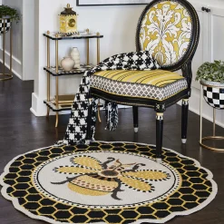 Rugs|MacKenzie-Childs Queen Bee Rug 4' Round Rug