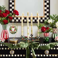Holiday|Greenery & Florals|MacKenzie-Childs Red  Green Ceramic Vases, Set of 3
