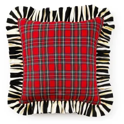 Pillows, Throws, & Cushions|MacKenzie-Childs Red Tartan  Stripe Ruffle Throw Pillow