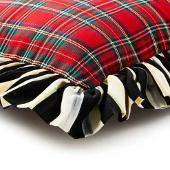 Pillows, Throws, & Cushions|MacKenzie-Childs Red Tartan  Stripe Ruffle Throw Pillow
