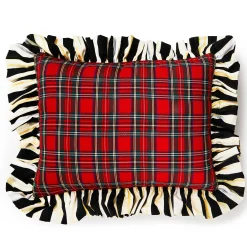 Pillows, Throws, & Cushions|MacKenzie-Childs Red Tartan  Stripe Ruffle Lumbar Pillow