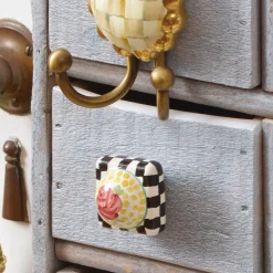 Finishing Touches|MacKenzie-Childs Rose Petit Four Square Knob