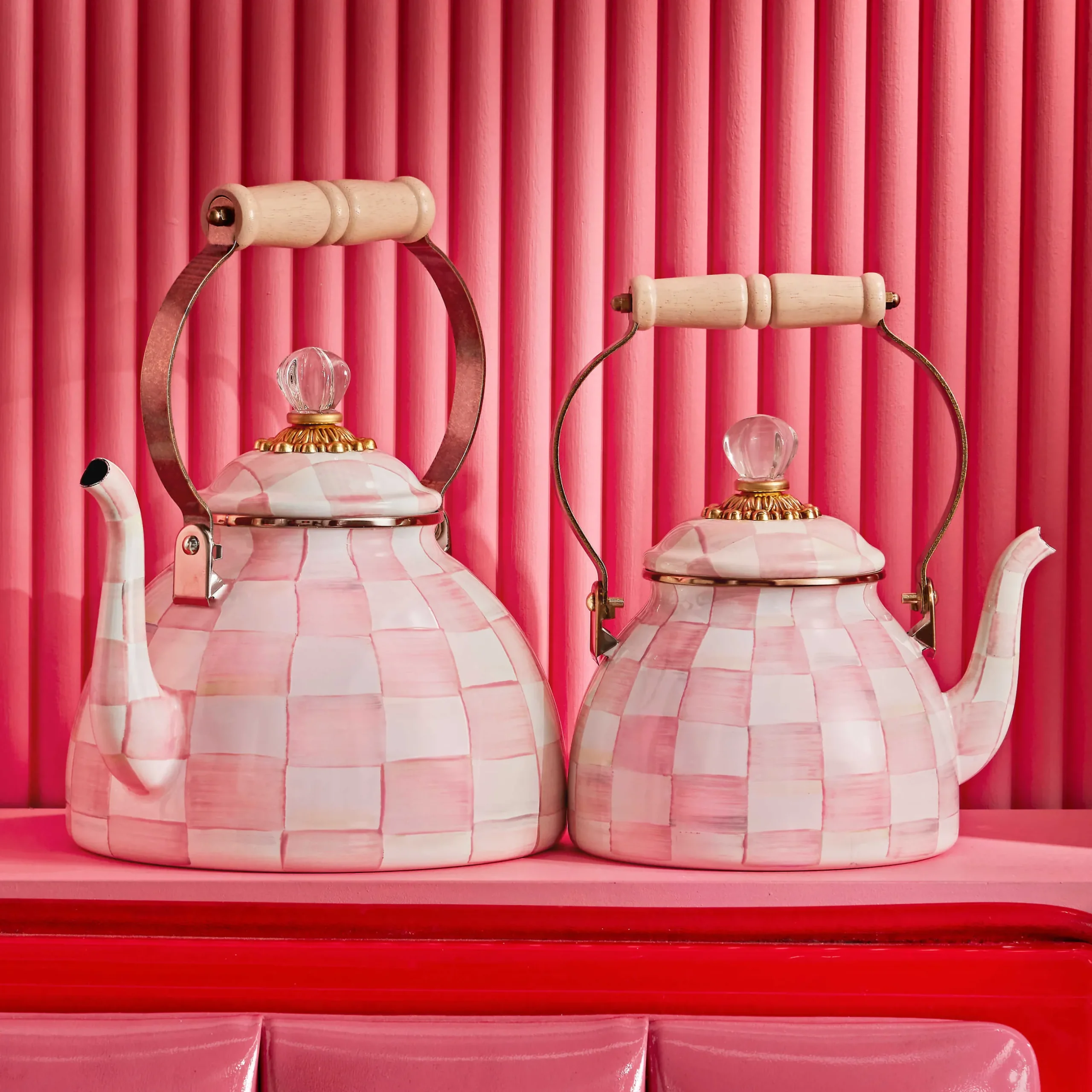 Easter|Spring|MacKenzie-Childs Rosy Check 2 Quart Tea Kettle