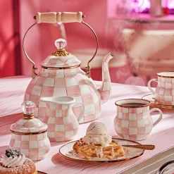 Easter|Spring|MacKenzie-Childs Rosy Check 3 Quart Tea Kettle