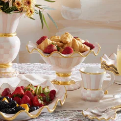 Fall Entertaining|Serveware|MacKenzie-Childs Rosy Check Ceramic Compote