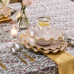 Dinnerware & Flatware|MacKenzie-Childs Rosy Check Ceramic Fluted Breakfast Bowl